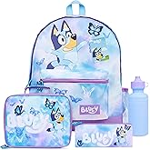 Bluey Backpack Set 4 Pcs with Water Bottle Pencil Case Modern Lunch Bag or Sports Gym Drawstring Bag Gifts for Kids Butterfly