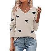 Zeagoo Women's 2026 Fall V Neck Sweater Trendy Long Sleeve Casual Lightweight Ribbed Knit Pullover Tops