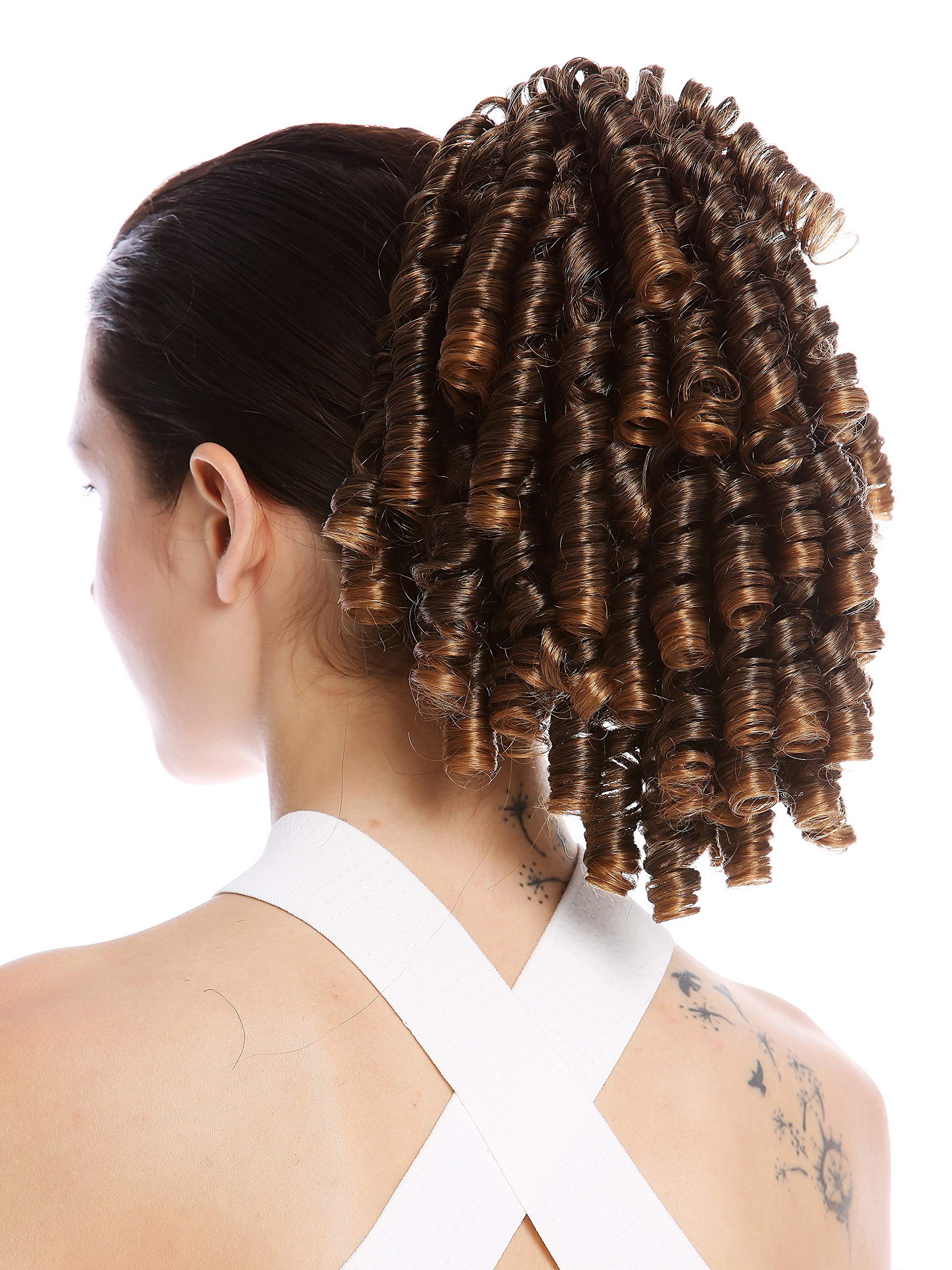 WIG ME UP - N900A+2-V-4T27 Ponytail Hairpiece Extensions elaborate baroque ringlets corkscrew curls voluminous brown streaked blond highlights 12inch