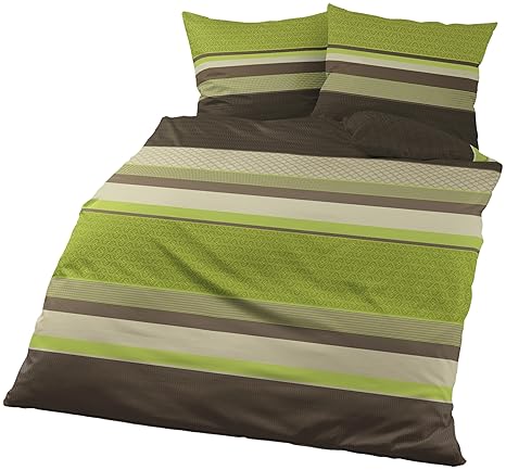 Bierbaum Bettwäsche 4630, Fein-Biber, Made in Germany, apfel 13, 200x200 + 2x 80x80 cm, für das Doppelbett