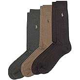 Polo Ralph Lauren mens Merino Wool Dress Crew Socks - 3 Pair Pack - Breathable Wool & Heel-toe Reinforcement