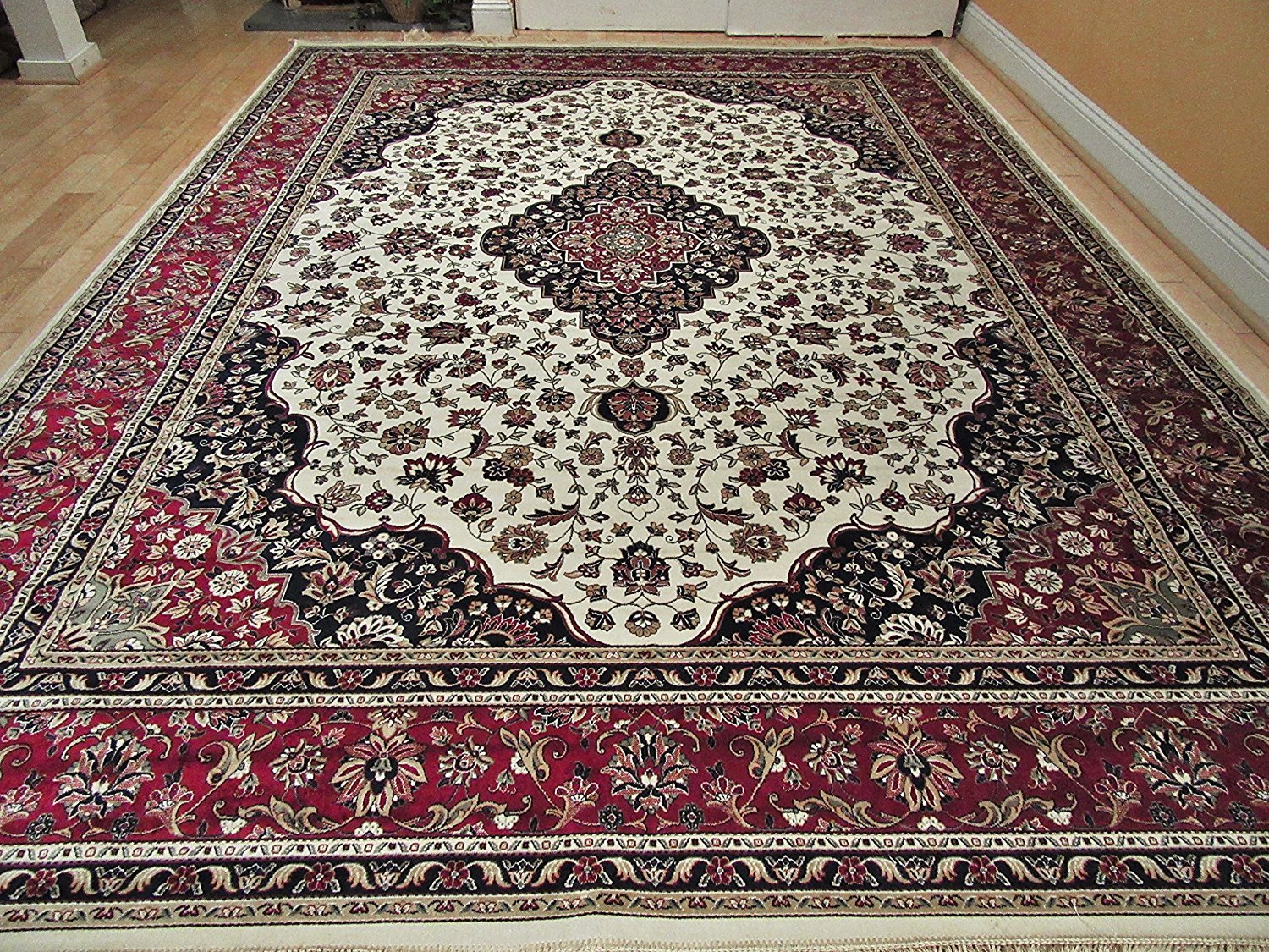 Luxury Silk Rug Ivory Rug Living Room Cream Area Rugs Traditional Medallion 5x8 Rugs Persian 5x7 Dining Room Rug