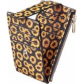 Chelmon Women's RFID Slim Card Holder Wallet | Thin Bifold Multi Card Case with Zipper Coin Pocket Purse for Women(Sunflower)