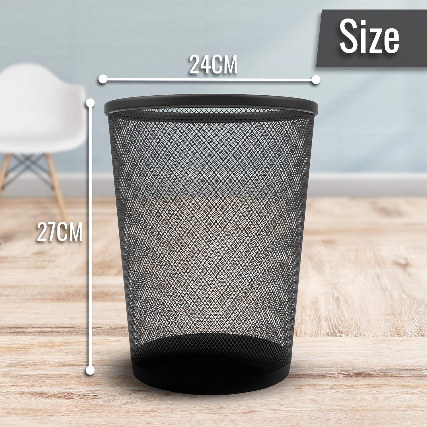 Circular Mesh Waste Paper Bin, Lightweight Waste Basket Garbage Can - Image 3