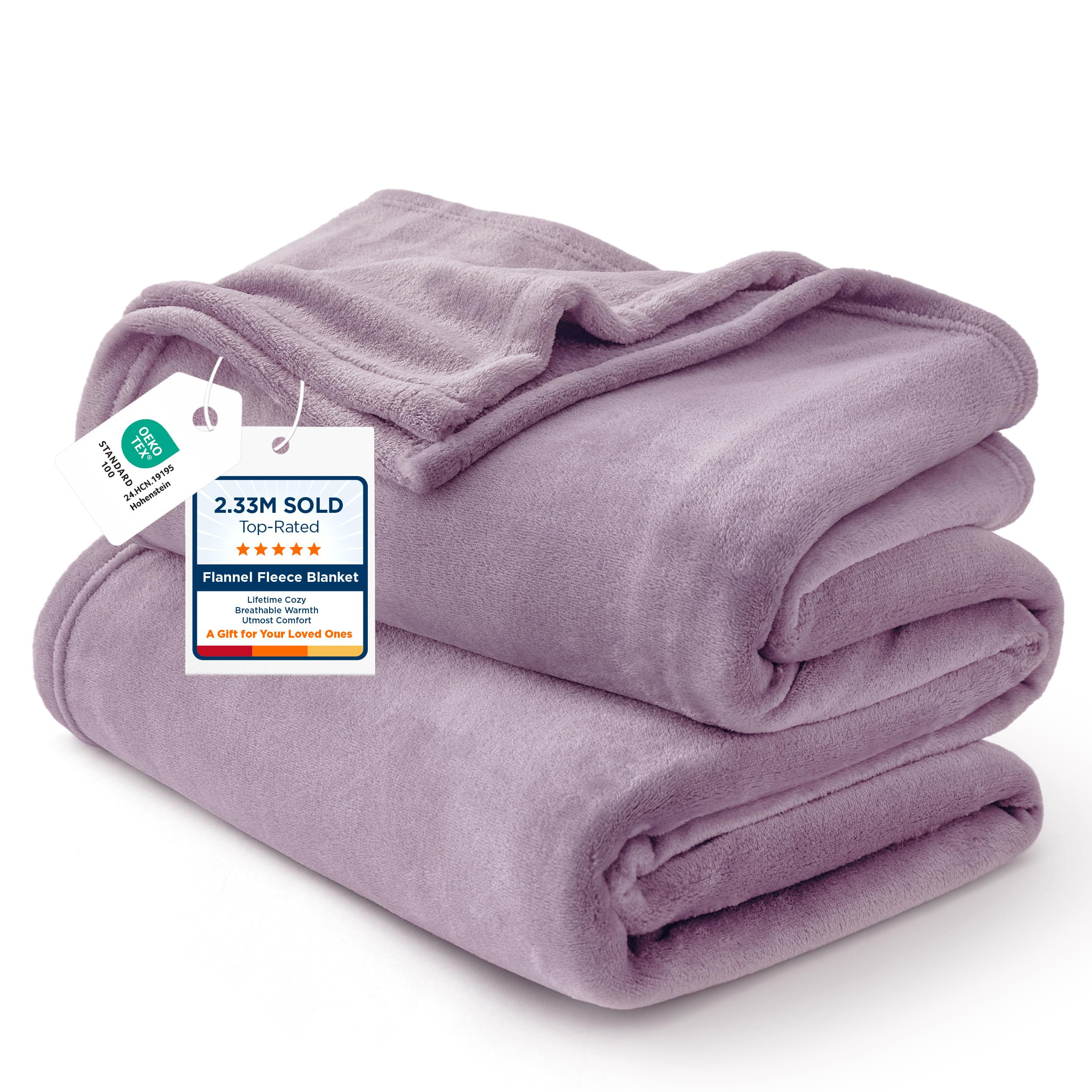 Bedsure GentleSoft Fleece Throw XL Blanket Fog Purple - 300GSM Soft Lightweight Plush Cozy Blankets for Bed, Sofa, Couch, Travel, Camping, 50x70 inches