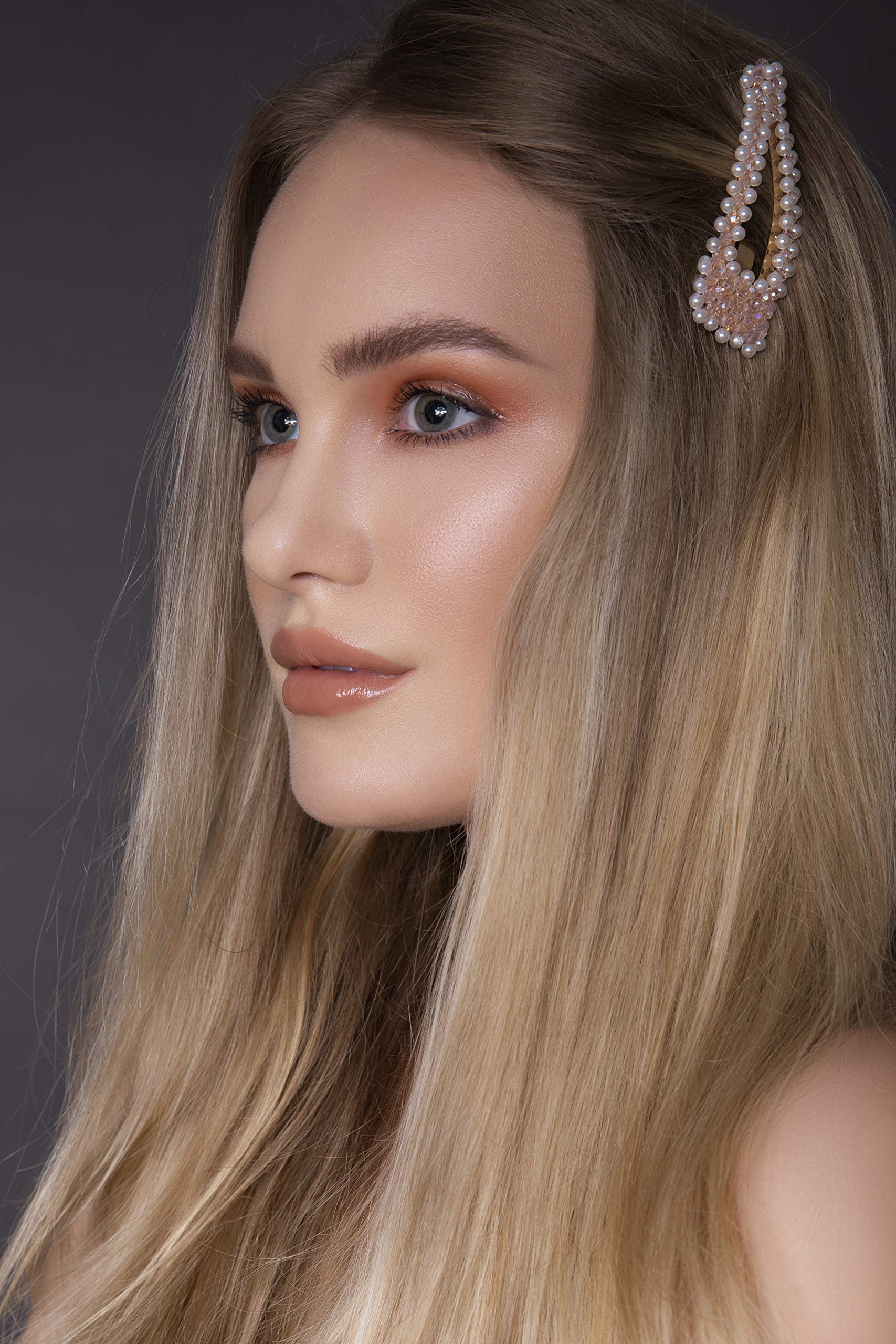 Pearl Hair Clips for Women Girls - 6 Pcs Large Fashion Hair Clip Hair Pins Barrettes Alligator clips Handmade Accessories for Gift Party Wedding Daily