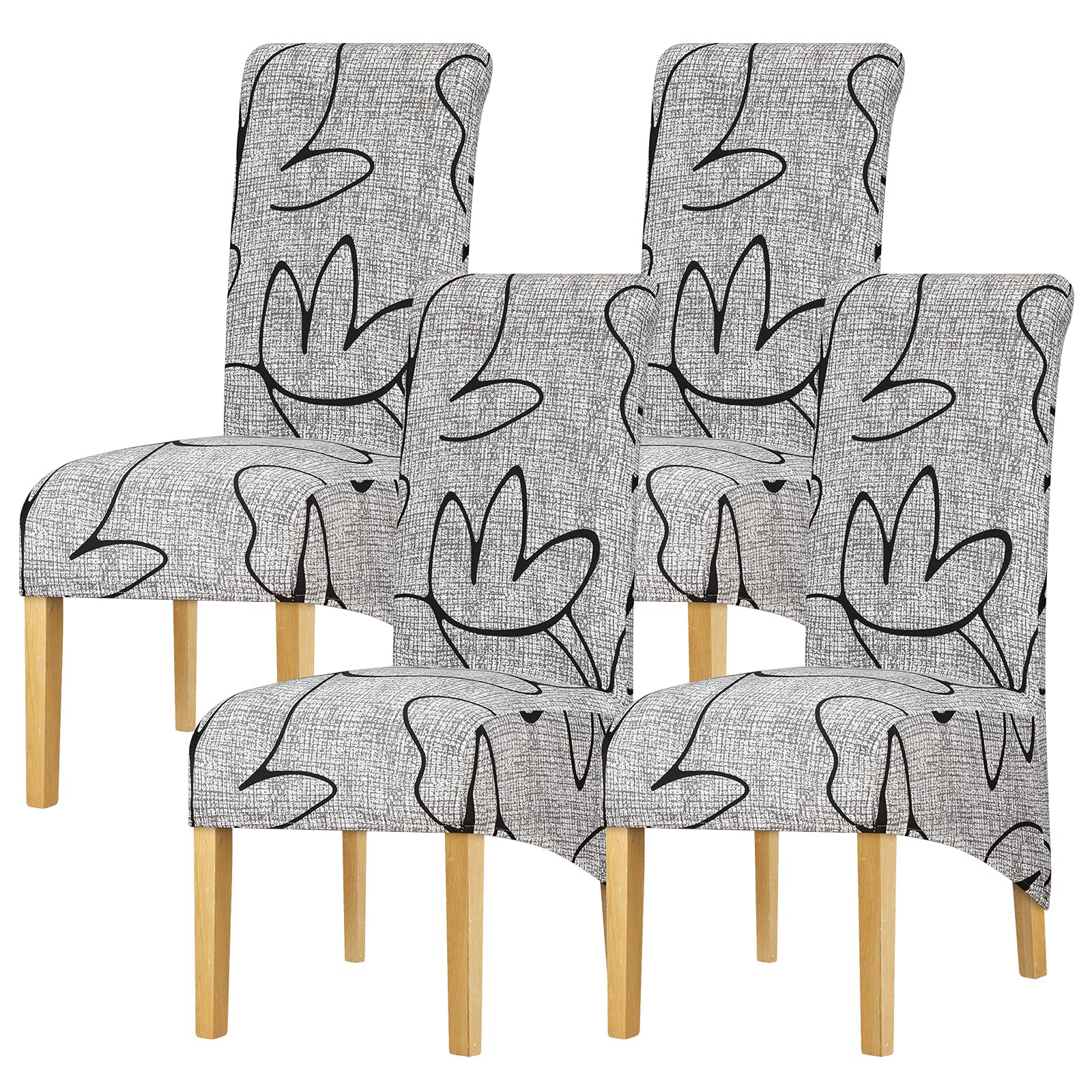 Leorate Chair Covers XL Size High Back Chair Seat Covers Stretch Printing Floral Chair Slipcover for Dining Room Banquet Hotel Home Decor Color-085 Pack of 4 — image 1