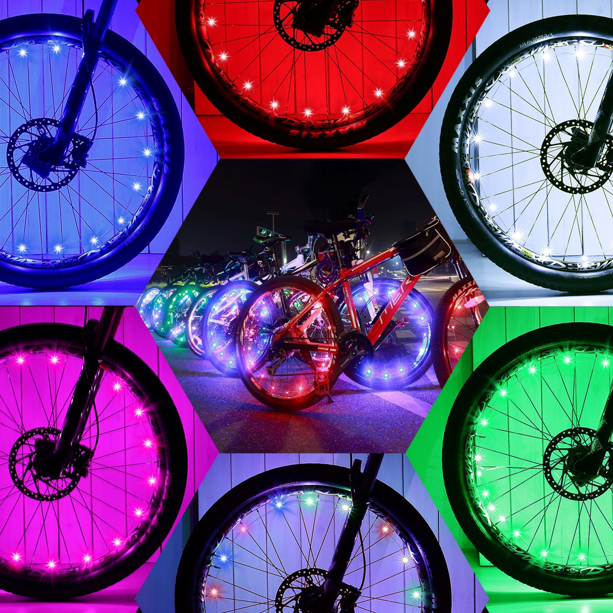 DAWAY Led Bike Wheel Lights - A01 Waterproof Bright Bicycle Light Strip (2 Tire Pack), Safety Spoke Lights, Cool Kids Bike Accessories, Light Up Wheels, Lightweight, Include Battery
