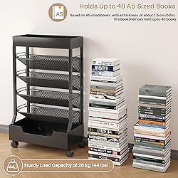 UMDONX Modern Mobile Book Cart Single-Sided Rolling