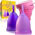 Talisi Reusable Menstrual Cups - Set of 2 Period Cups for Women with Collapsible Sterilization Menstruation Cup for Beginners - Feminine Hygiene Alternative to Tampon and Pad - Regular and Heavy Flow
