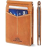 SERMAN BRANDS RFID Blocking Wallet Slim Bifold - Genuine Leather Minimalist Front Pocket Wallets for Men with Money Clip Gift