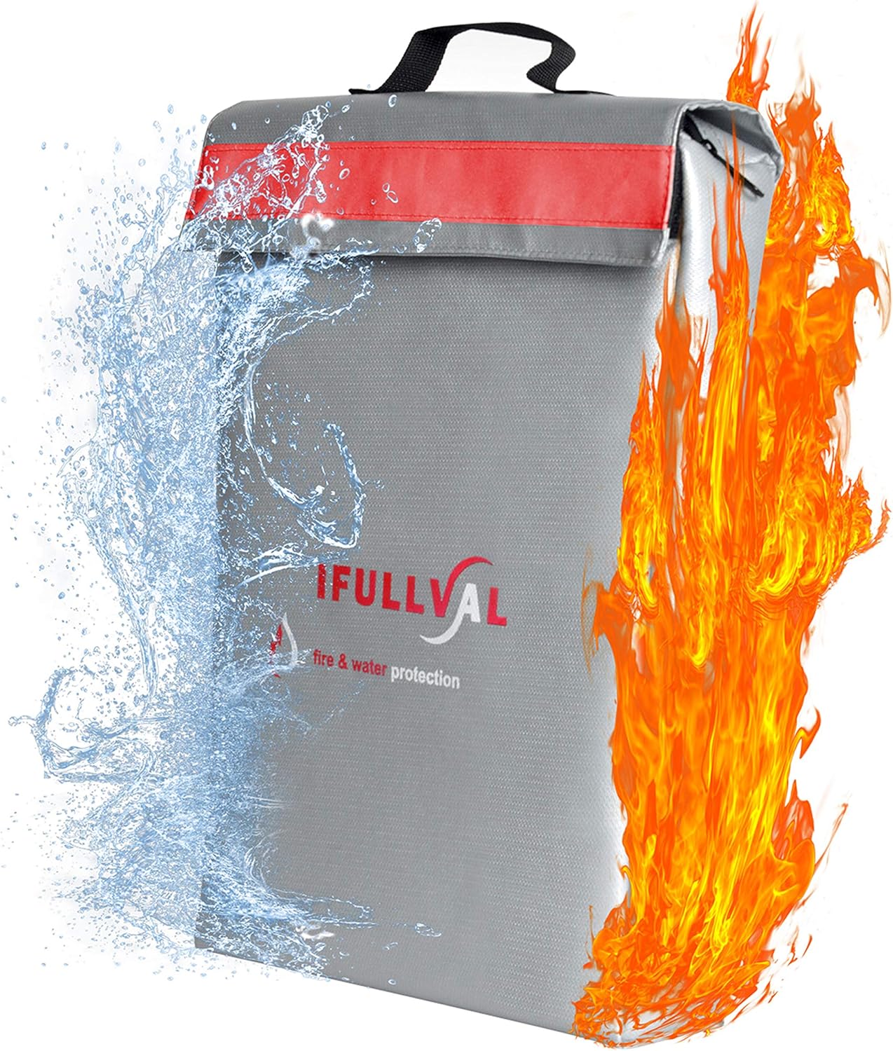 Fireproof and Waterproof Money and Important Documents Bag - Fire Resistant Storage Holder for Valuables, Passports , Laptop - Large size with Double Closure , Reflective Band