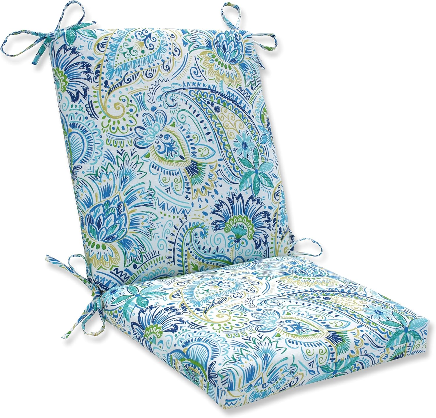 Pillow Perfect Outdoor/Indoor Gilford Baltic Square Corner Chair Cushion, 36.5" x 18", Blue: Home & Kitchen