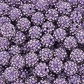 Beadthoven 100pcs 10mm Rhinestone Beads Purple Crystal Pave Clay Disco Ball Beads Round Polymer Clay Rhinestone Clay Spacers for Necklace Bracelet Jewelry Making Mardi Gras