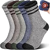 Yeblues 5 Pairs Wool Socks Mens, Winter Thick Merino Warm Hiking Socks,Soft Casual Thermal Crew Socks