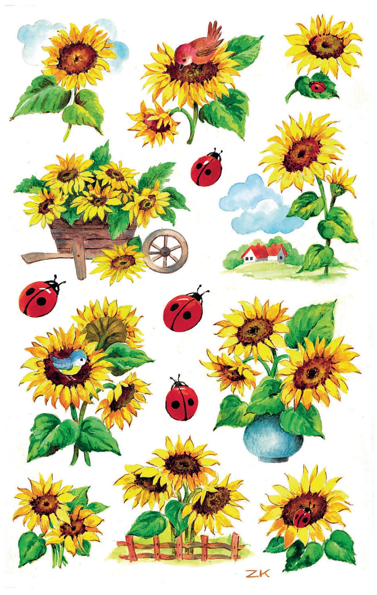 Avery Zweckform 54171 Decoration (Sunflower Paper Material with Glitter 28 Stickers 2 Sheets