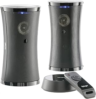 Exklusives Vega Funk-Lautsprecher Set mit Fernbedienung und sattem Stereo Sound für drinnen & draußen (2x5W Sinus/100W PMPO/IPX3/100m Reichweite/Schwarz)