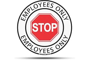 TRADESAFE Stop - Employees Only Anti-Slip Floor Sticker - Employees Only Beyond This Point Floor Sign, Peel and Stick Adhesive Vinyl Sign, ANSI-Compliant, 17” Diameter Round Sticker