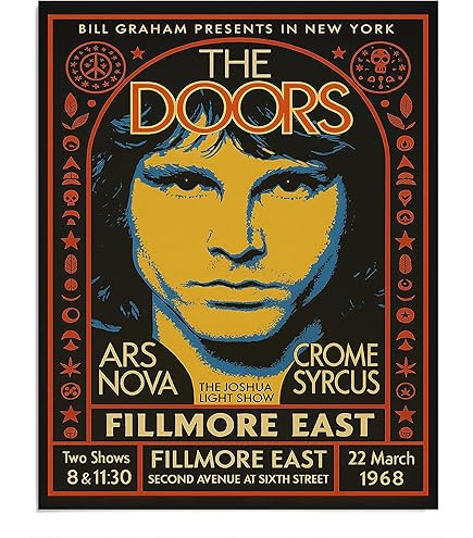 Amazon.com: DOORS REPLICA 1968 CONCERT POSTER: Posters & Prints