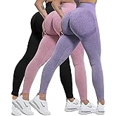 CHRLEISURE Workout Leggings Sets for Women, Gym Scrunch Butt Butt Lifting Seamless Leggings 3 Piece