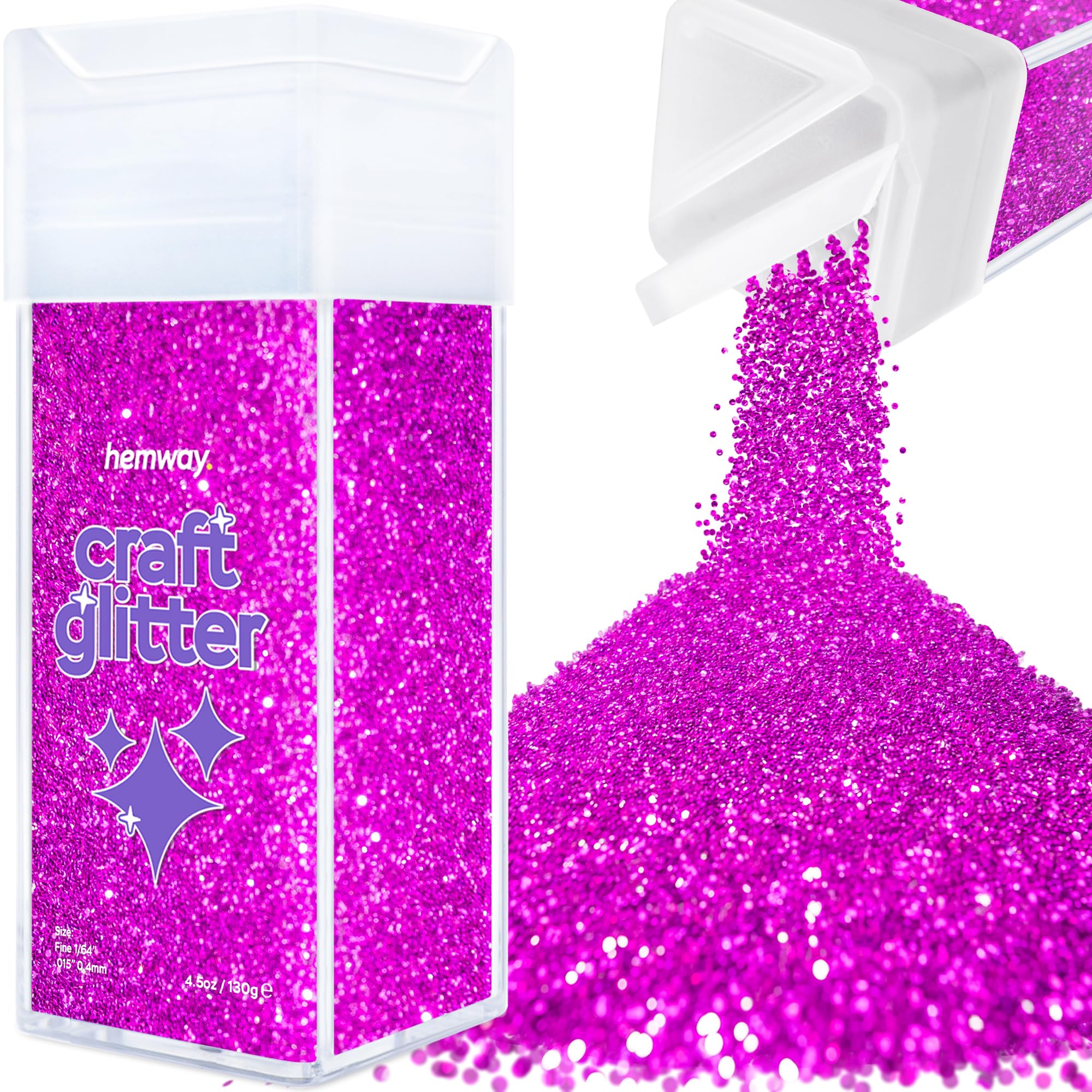 Hemway Glitter Shaker Fuchsia Pink 110g Fine, Craft Glitter Shaker for Resin & Epoxy Crafts, Christmas Art Supplies, Nail, Body, Face, Eye, Festival, Crafting, Slime, Sparkle