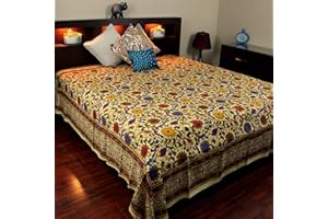 INDIA ARTS Indian Bedspread ? Cotton Sunflower Print