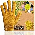 Temple Spring Exfoliating Glove, Rayon Bamboo Exfoliating Body Scrubber, Loofah Washcloth, Exfoliate Loofa Shower Scrubber, Body Exfoliator Scrub, Shower Loofah Bath Sponge –Mustard Yellow