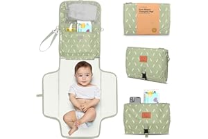 KeaBabies Portable Diaper Changing Pad - Large Waterproof Baby Changing Mat, Compact Travel Diaper Clutch, Functional Pockets
