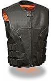 Milwaukee Leather Men's Bullet Proof Look Swat Vest w/ Single Panel Back & Dual Inside Gun Pockets (X-Large)