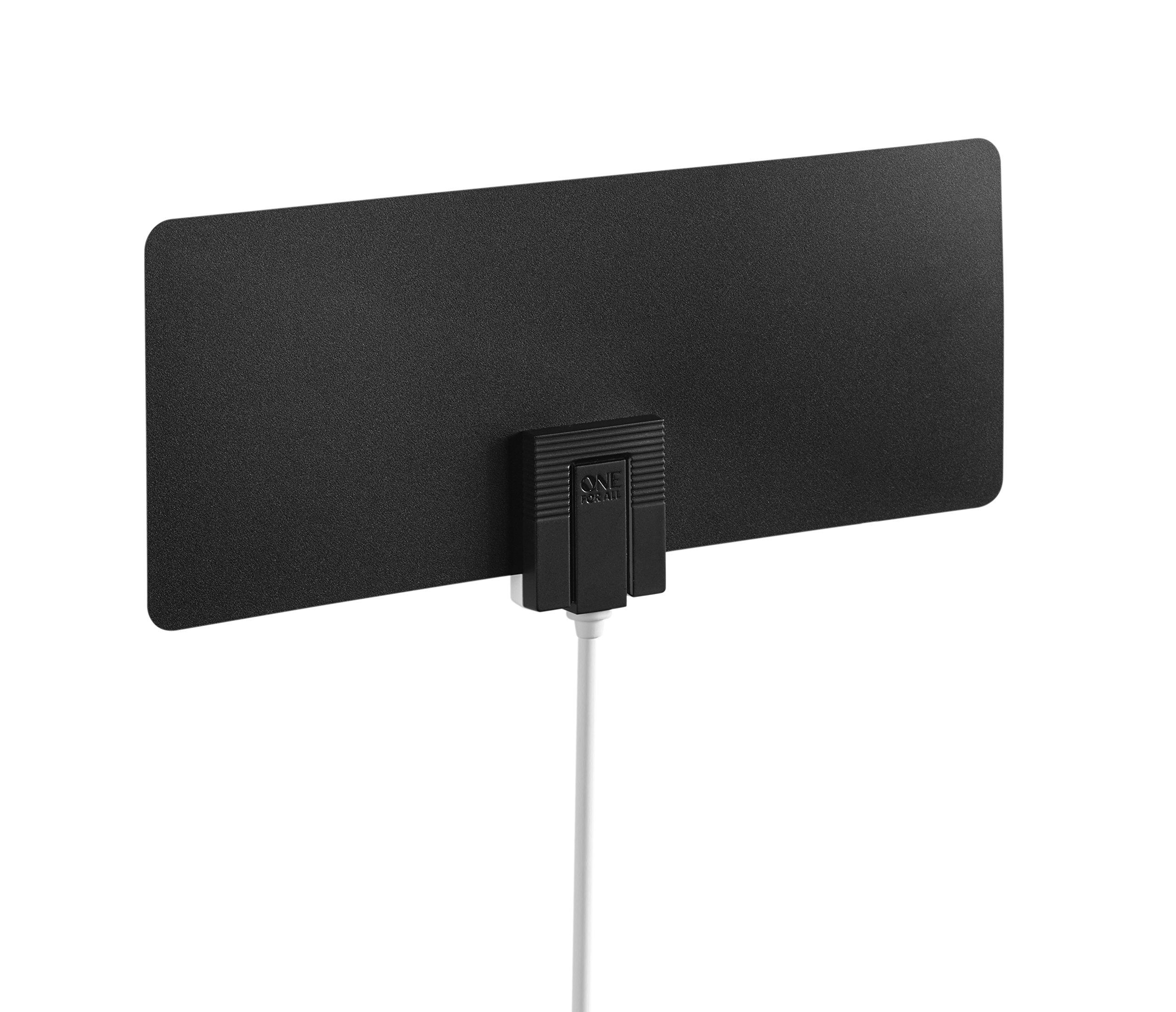 Photo 1 of One For All HDTV Indoor Antenna for 1080P 4K Free TV Channels, 30 Miles Reception Range, 10ft Coax Cable Included, Thin Dual Color Design White/Black (15520)