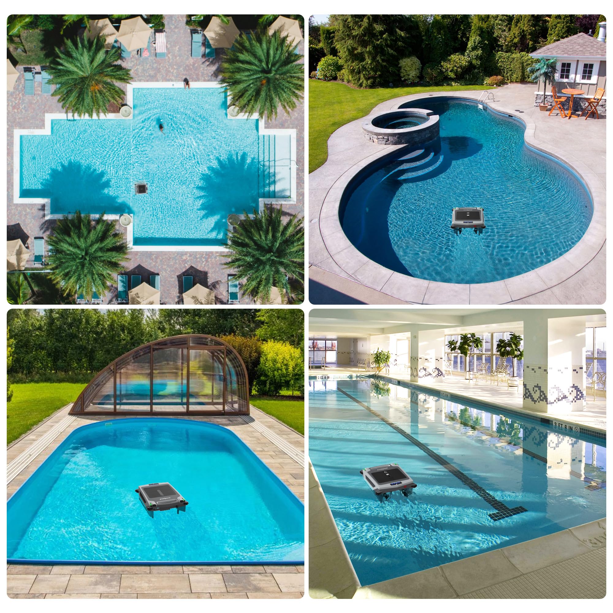 POOLPURE Pool Skimmer Robot with Solar Panel Automatically Design, Pool Surface Skimmer Robotic, Twin Motors Automatic Pool Skimmer (Skimmer with Solar Panel)
