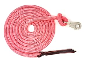 Knotty Girlz Premium 1/2" Samson EQ Yacht Braid Lead Rope with Nickel Trigger Bull Snap. Option for 12ft, 14ft and 16ft Lengths (Pink, 16 FT)