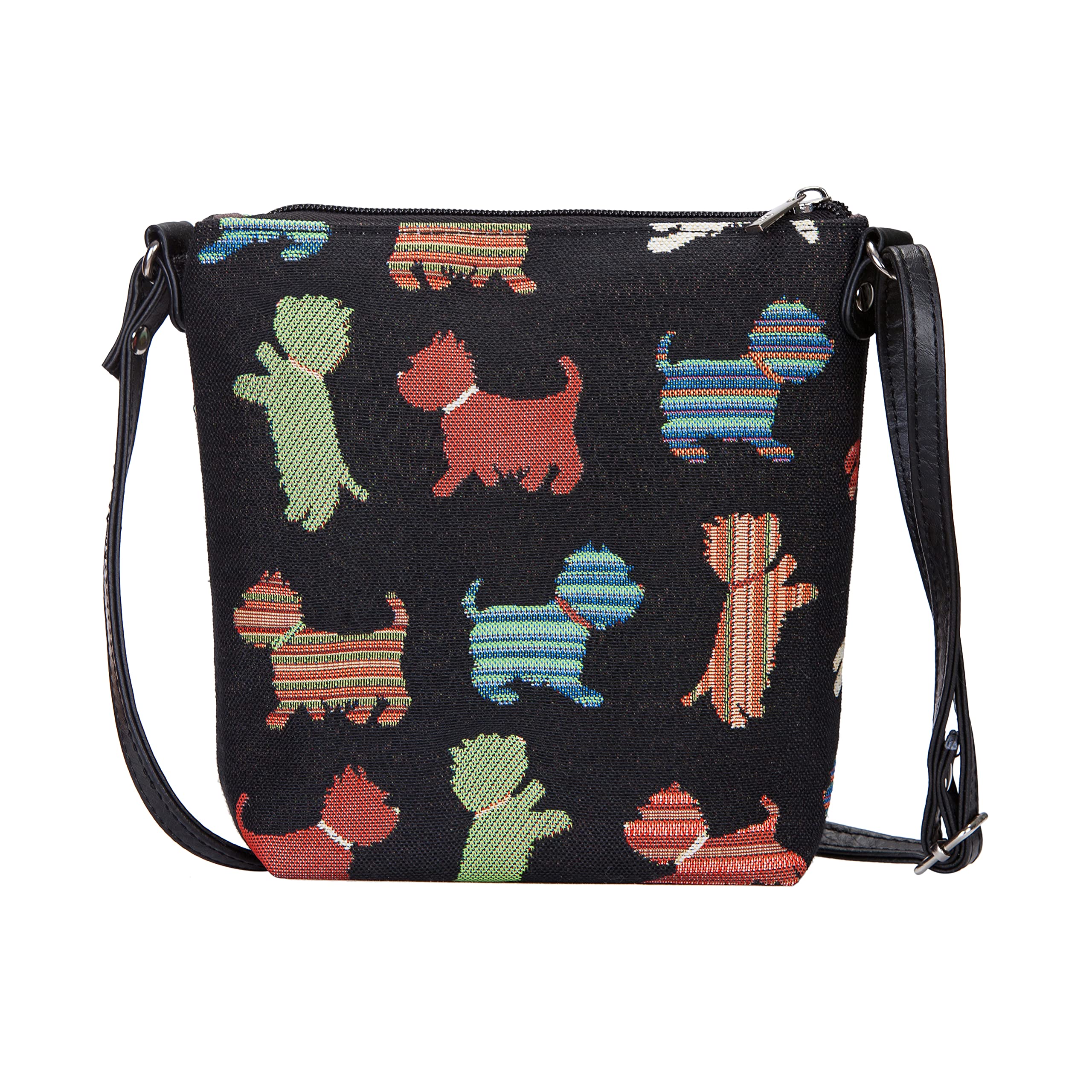 Signare Tapestry Small Crossbody Bag Sling Bag for Women with Animal and Pet Designs (Playful Puppy, SLING-PUPPY)