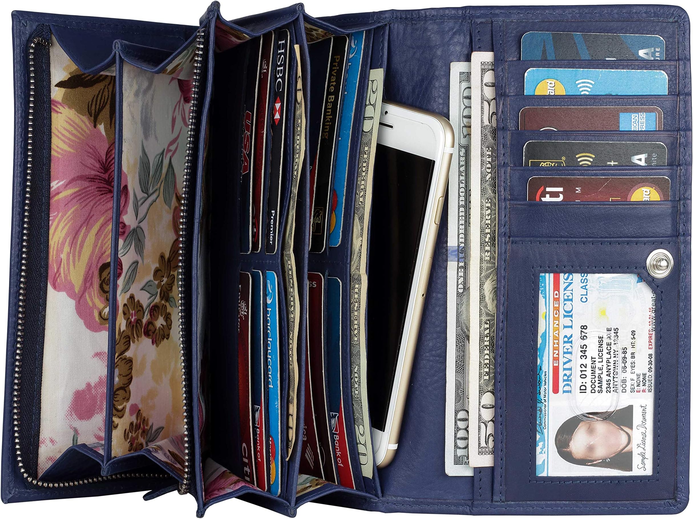 Mou Meraki Women RFID Blocking Genuine Leather Bifold Wallet-Clutch For Women-Shield Against Identity Theft