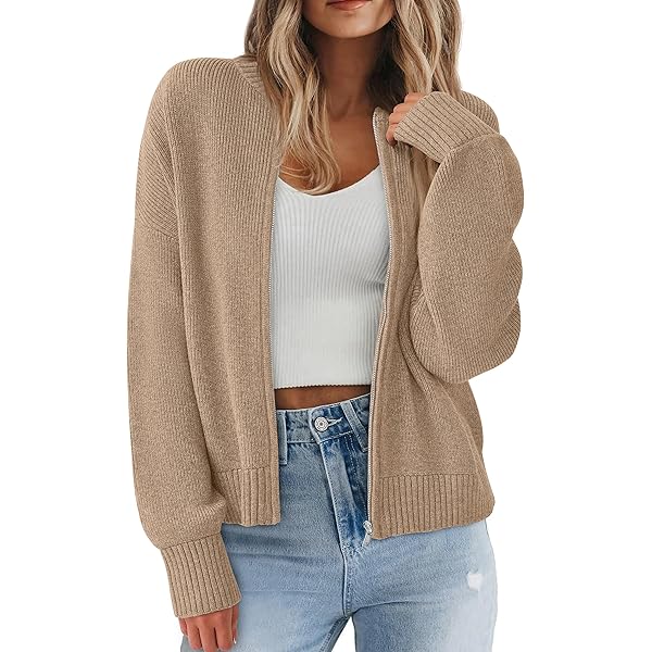トップス DRY COTTON WIDE RIB KNIT ZIP CARDIGAN SOLY HUX Zip Up Cardigan for Women Hooded Cardigan Sweater Knitted