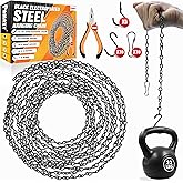 [Upgraded] 79” Black Electroplated Steel Hanging Chain with S-Hooks, Snap Hooks, Ceiling Hooks & Pliers, 33LBS Load Capacity, Adjustable Length for Hanging Bird Feeders, Planters, Lanterns, Billboards