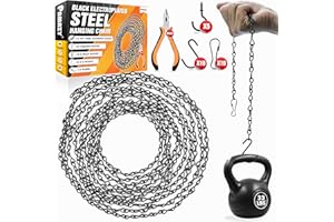 PAMAZY [Upgraded] 79” Black Electroplated Steel Hanging Chain with S-Hooks, Snap Hooks, Ceiling Hooks & Pliers, 33LBS Load Capacity, Adjustable Length for Hanging Bird Feeders, Planters, Lanterns, Billboards