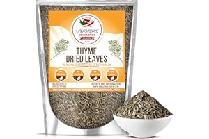 Dried Thyme Leaves, 4 oz. Bag, Natural Herbs and Spices for Pastas, Soups, Oils, Dips, and Vegetables, Farm Fresh and Vegan, Rich Savory Flavor by Amazing Chiles & Spices
