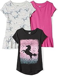 Spotted Zebra Girls' 3-Pack Short-Sleeve Tunic Tops