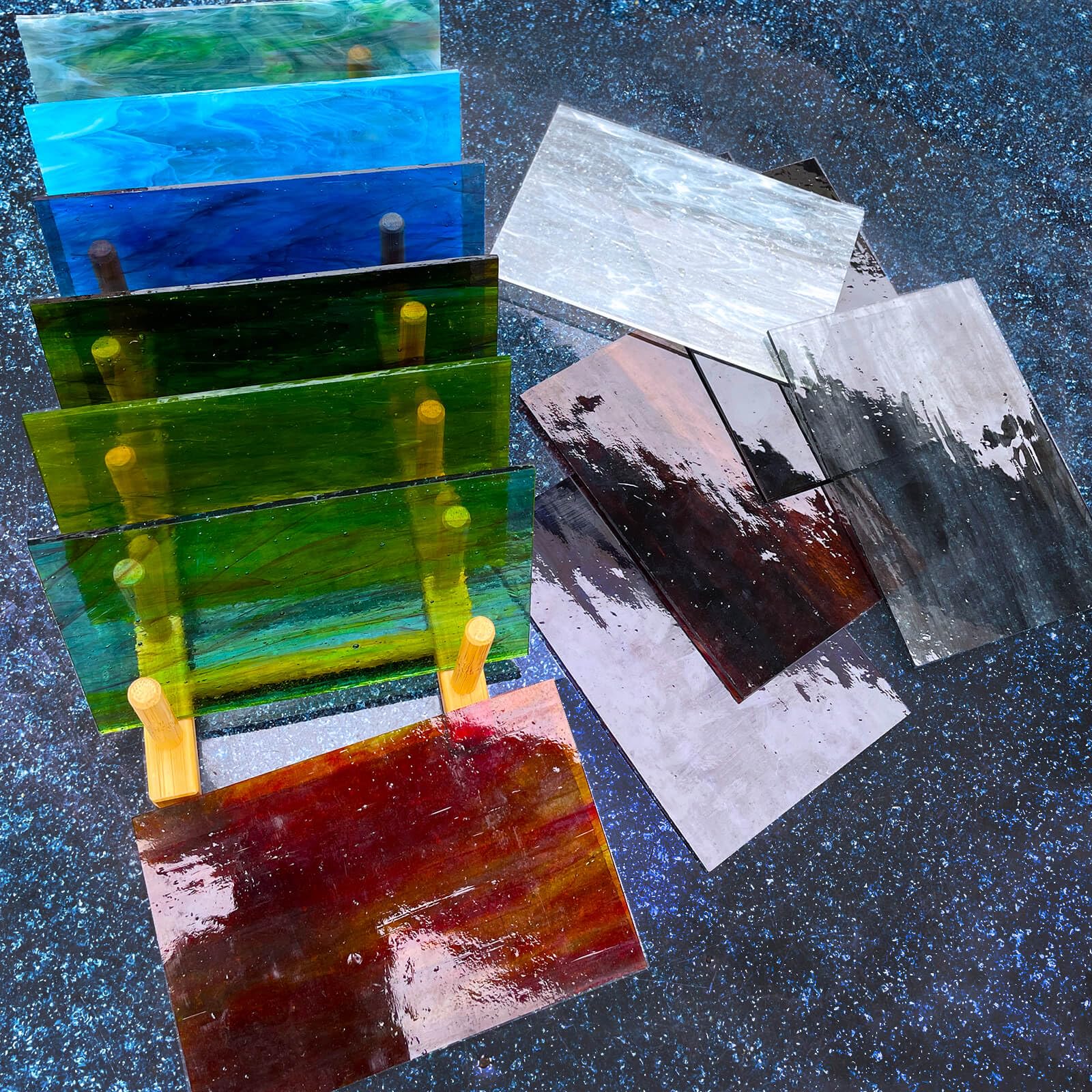 LITMIND 12 Sheets Smooth Translucent Texture Stained Glass Variety Pack - 6x4 Inch Assorted Cathedral Art Glass for Crafts & Stunning Mosaic Projects with Mist Pattern