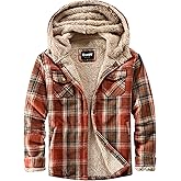 Elesuit Women's Fleece Flannel Jacket Plaid Sherpa Lined Jacket Long Sleeve Button Down Hooded Jackets for Women