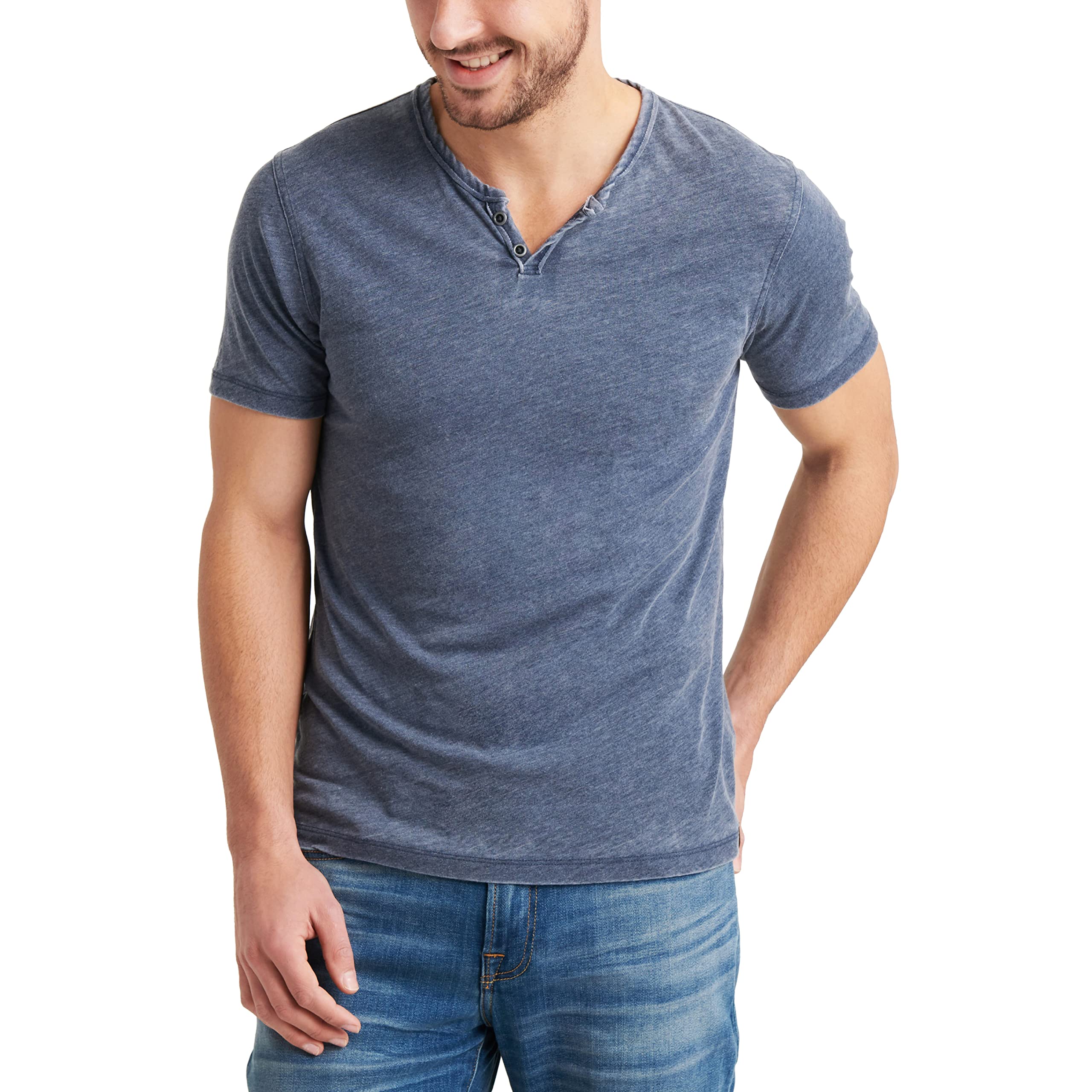 Lucky Brand Mens Venice Burnout Notch Neck Tee Shirt