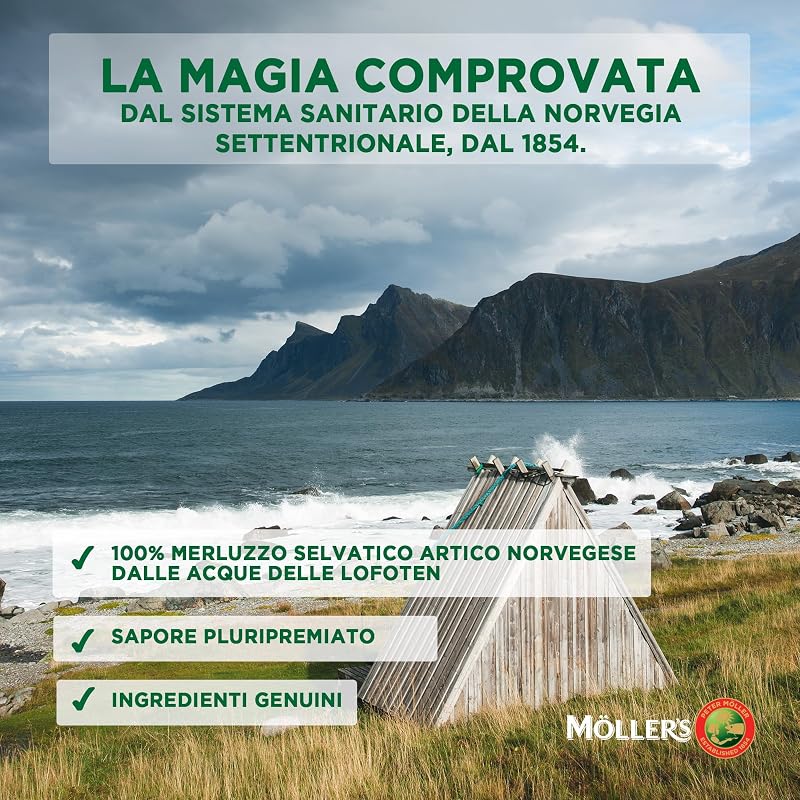 Moller’s ® | Olio di fegato di merluzzo Omega 3 | Integratori alimentari con EPA, DHA, vitamine A, D ed E | Superior Taste Award | Marchio esistente da 166 anni | Tutti Frutti | 500 ml — foto 5 di 8