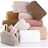 Paterr 10 Pcs Valentine Corduroy Makeup Bag Bulk Gift for Women Coworkers Preppy Fluffy Makeup Pouch Plush Cosmetic Bag Fuzzy Zipper Travel Toiletry Pouch for Wedding Bachelorette(Vintage Color)
