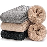 HONGTEYA Boot Socks for Women, Thick Warm Winter Crew Socks Cozy Soft Wool Full Cushioned Christmas Stocking Stuffer Gift