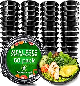 Meal Prep Containers - Reusable Plastic Containers with Lids - Disposable Food Containers Meal Prep Bowls - Plastic Food Storage Containers with Lids - Lunch Containers by Prep Naturals, 60 Pack