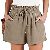 ANRABESS Linen Shorts for Women Summer Casual Wide Leg Loose High Waist Drawstring Dressy Shorts 2026 Beach Vacation Clothes