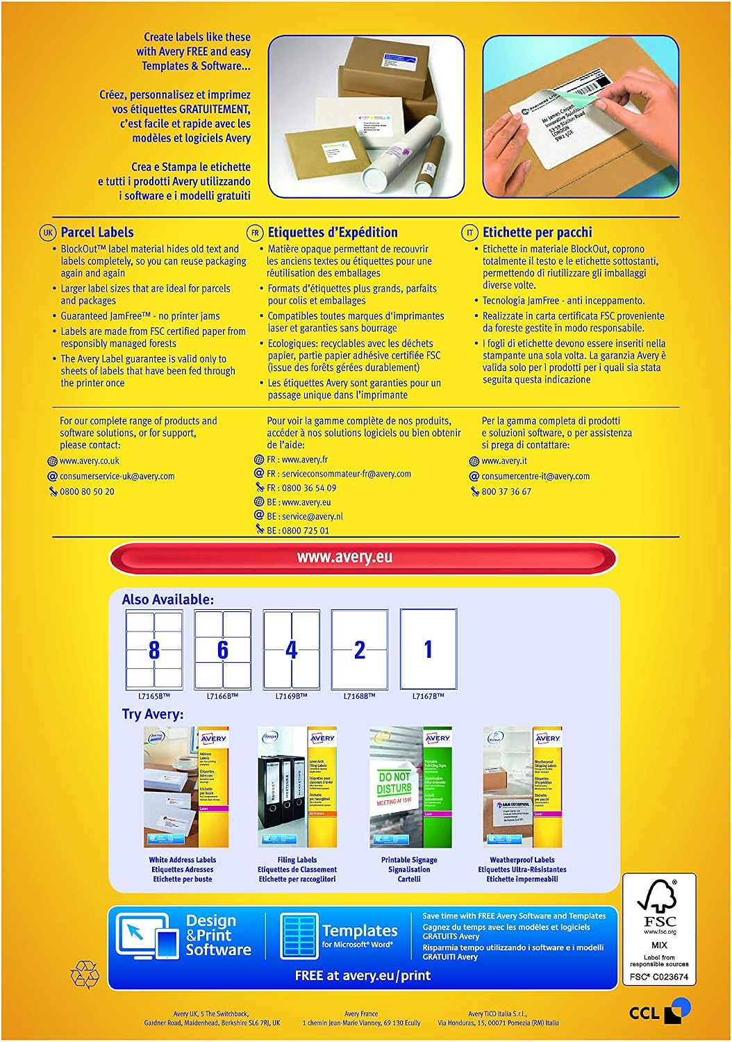 Avery L7166B Printable Parcel and Postage Labels, Laser Printers, 6 Labels Per A4 Sheet, 100 Sheets, 600 Sticker per Pack - Image 3