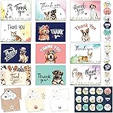 Decorably 24 Pack 6x4in Dog Thank You Cards with Envelopes & Stickers, 12 Adorable Puppy Designs for Kids, Friends, Loved Ones, Blank Inside - Children's Party, Baby Shower, Birthday, Gifting, Mailing