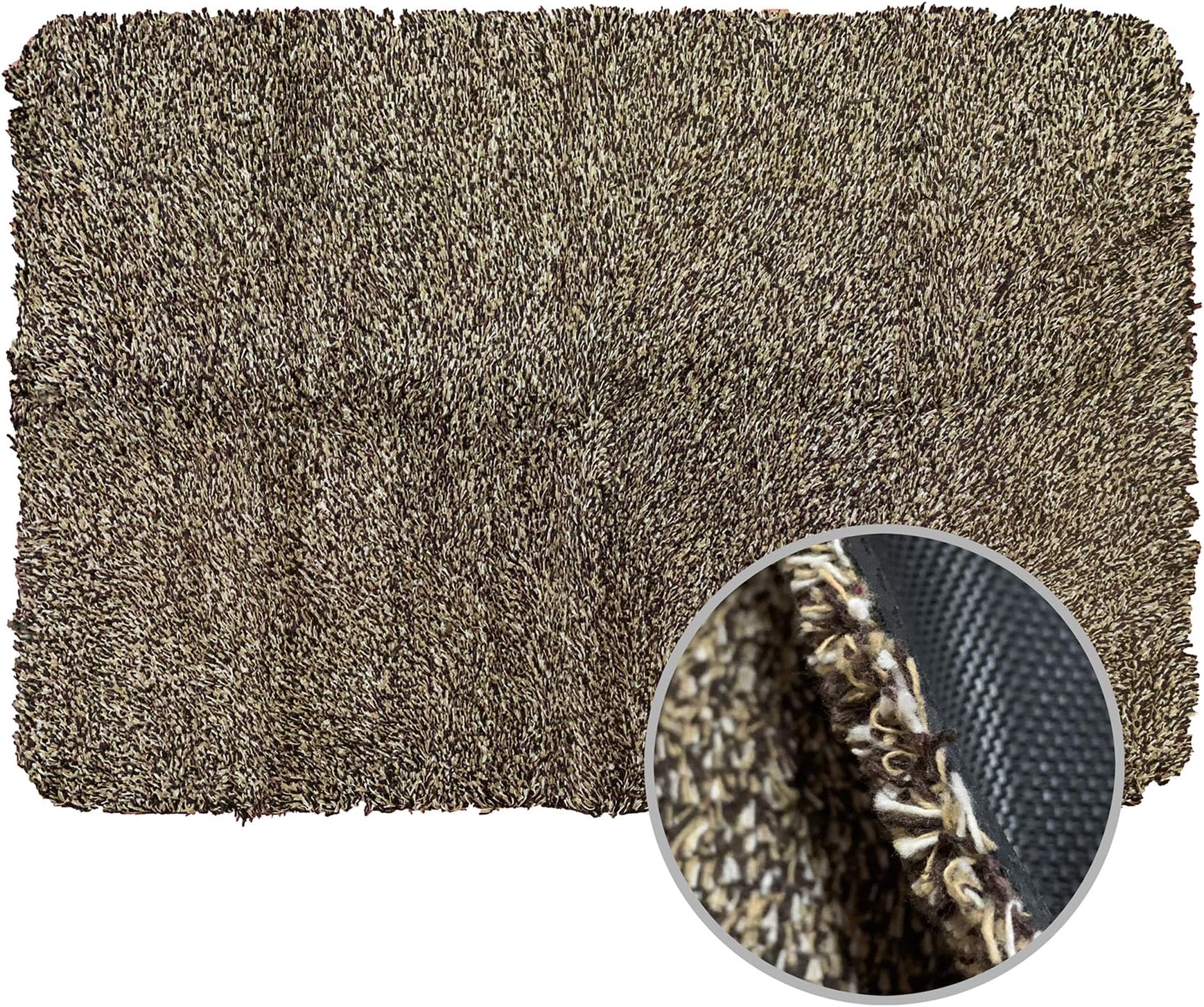 WOMHOPE Front Doormat Indoor Super Absorbs Mud Doormat Dirt Trapper Rug Low-Profile Shoes Scraper Machine Washable with Anti-Slip Rubber Back (18" x 28", Brownish Tan)